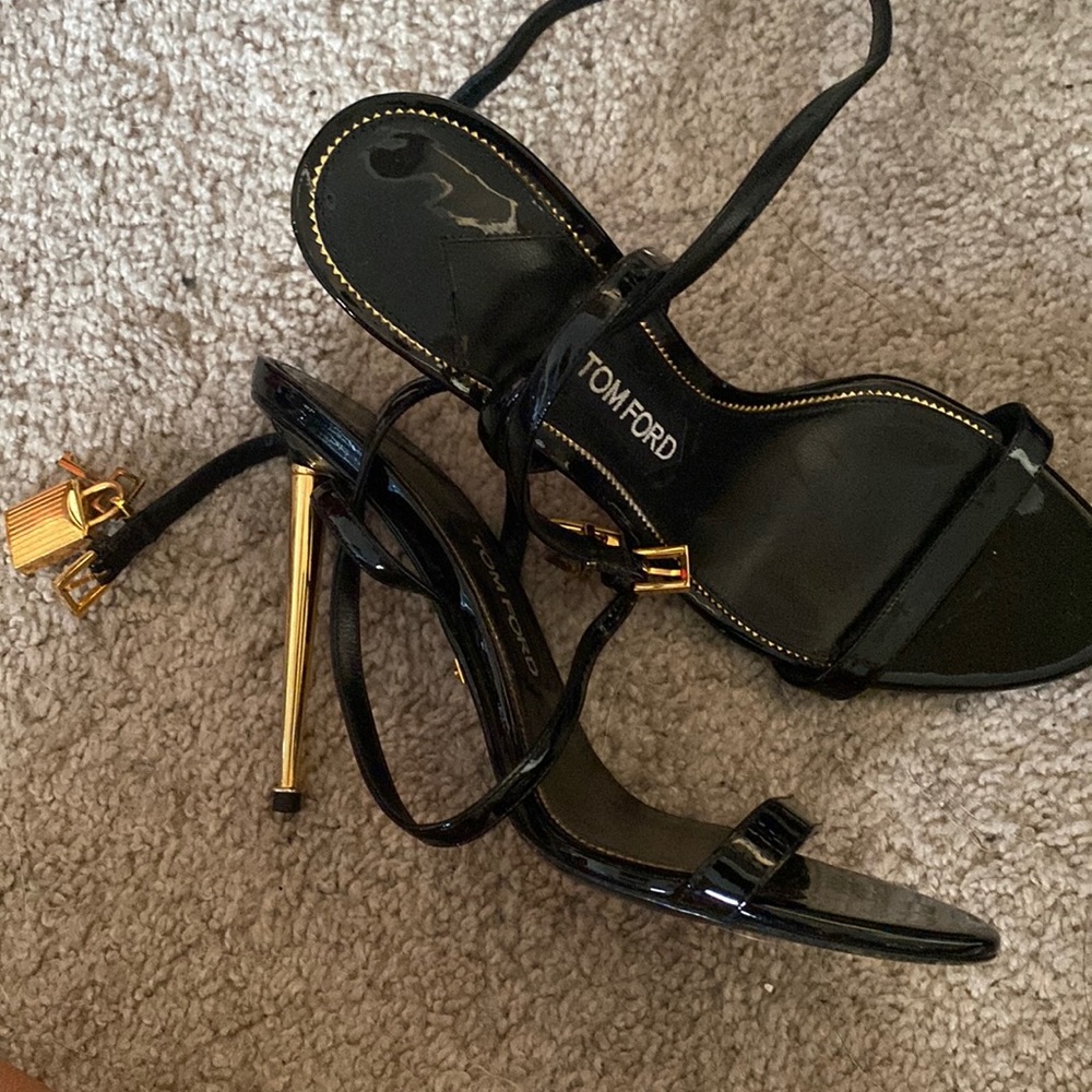 Black Tom Ford Lock sandal heel
